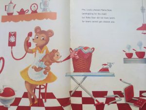 "Mrs. Locks phoned Mama Bear, (apologizing for the chair) but baby bear did not have spots for bears can not get chicken pox."